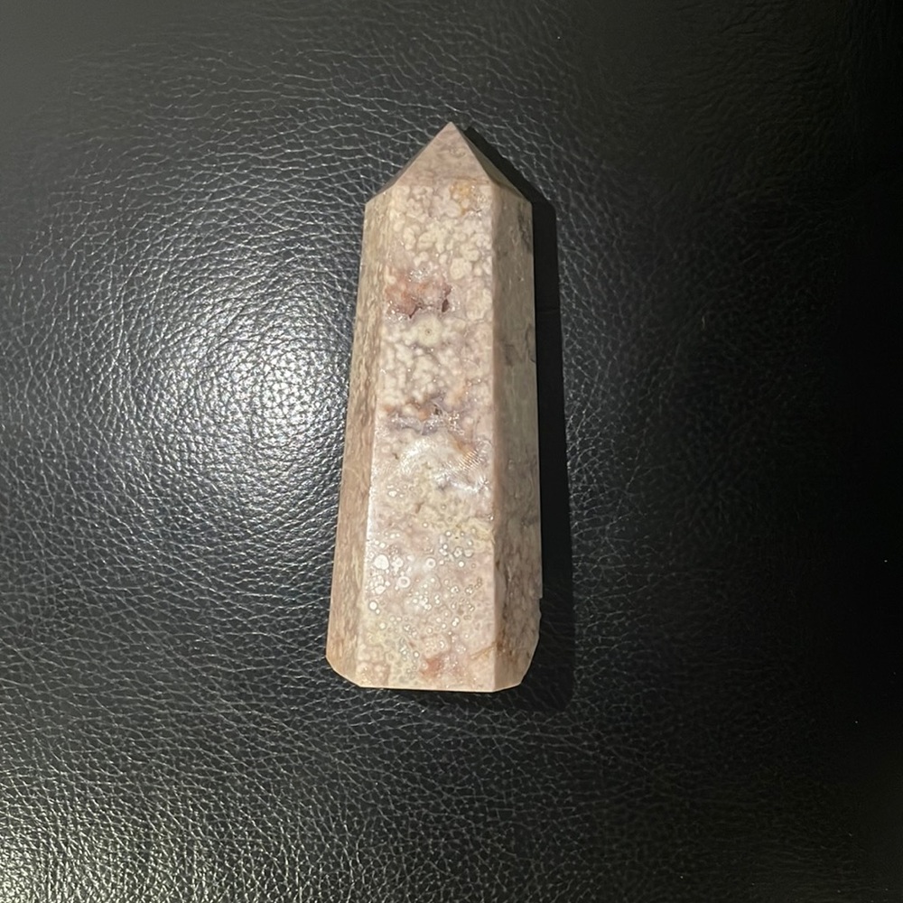 Pink Amethyst Flower Agate Tower with Quartz